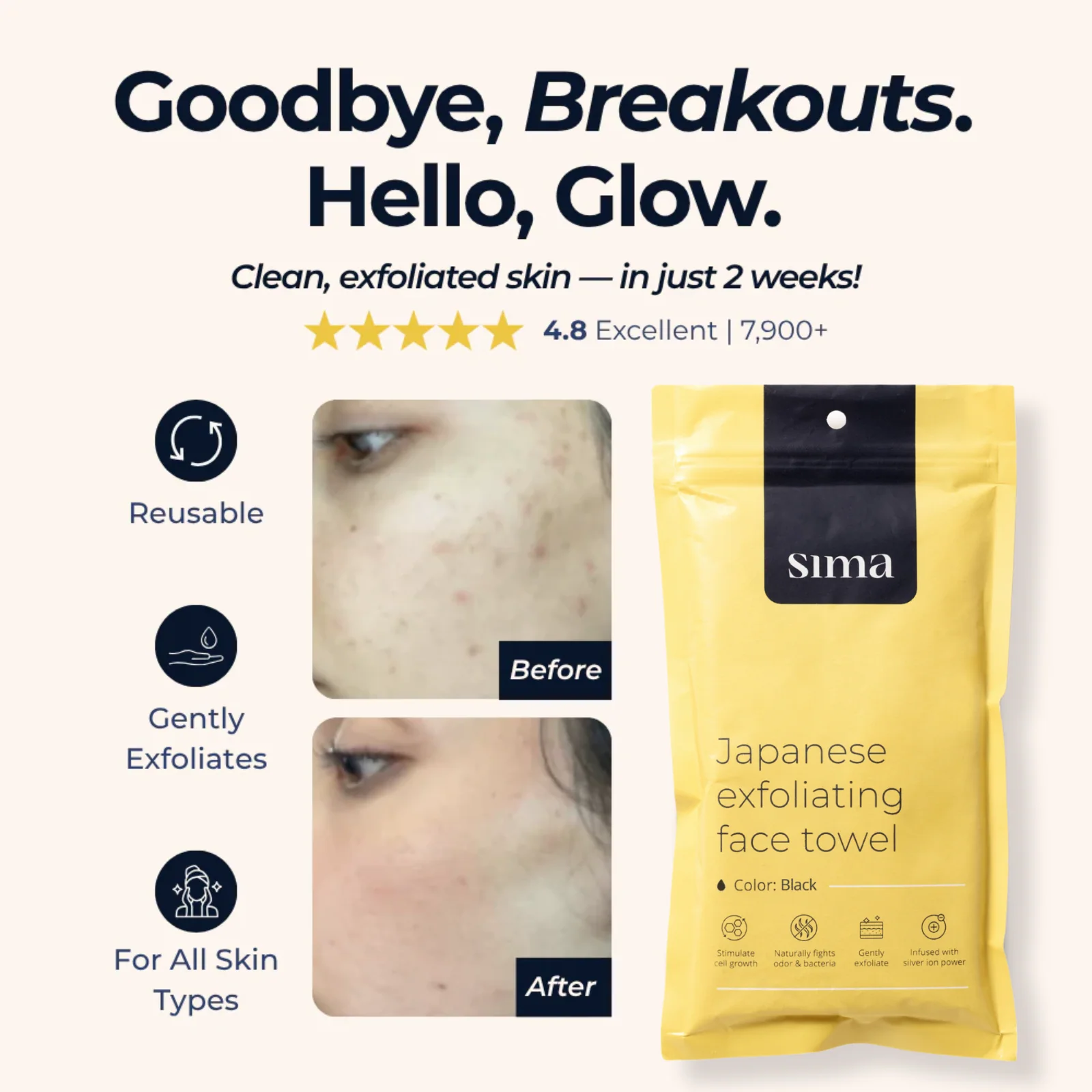 Sima Face Exfoliating Towel - Image 3