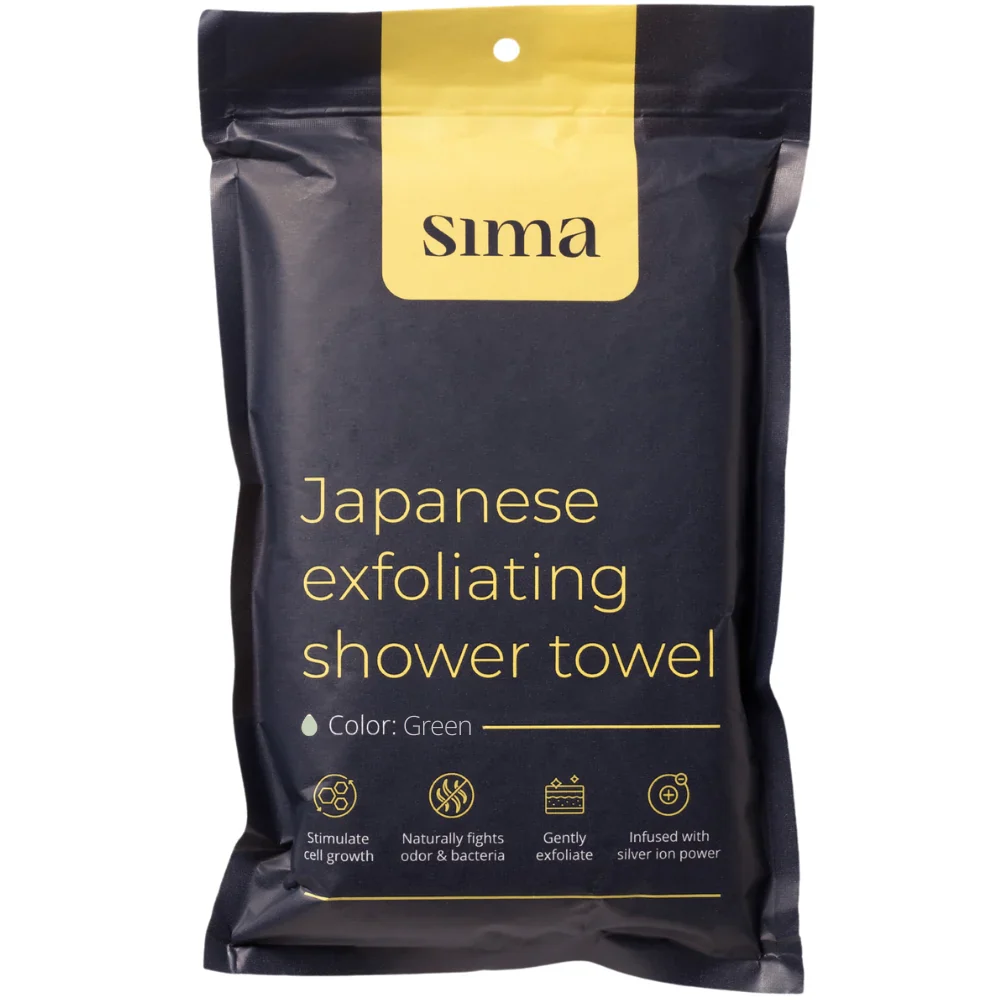 Sima Japanese Exfoliating Shower Towel – Aloe Green - Image 6